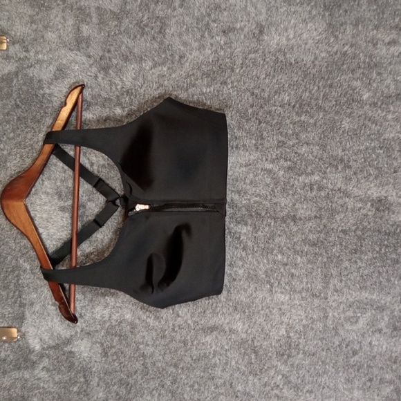 Athleta Advance Front Zip Criss Cross Black Bra Womens 38C - Picture 2 of 6